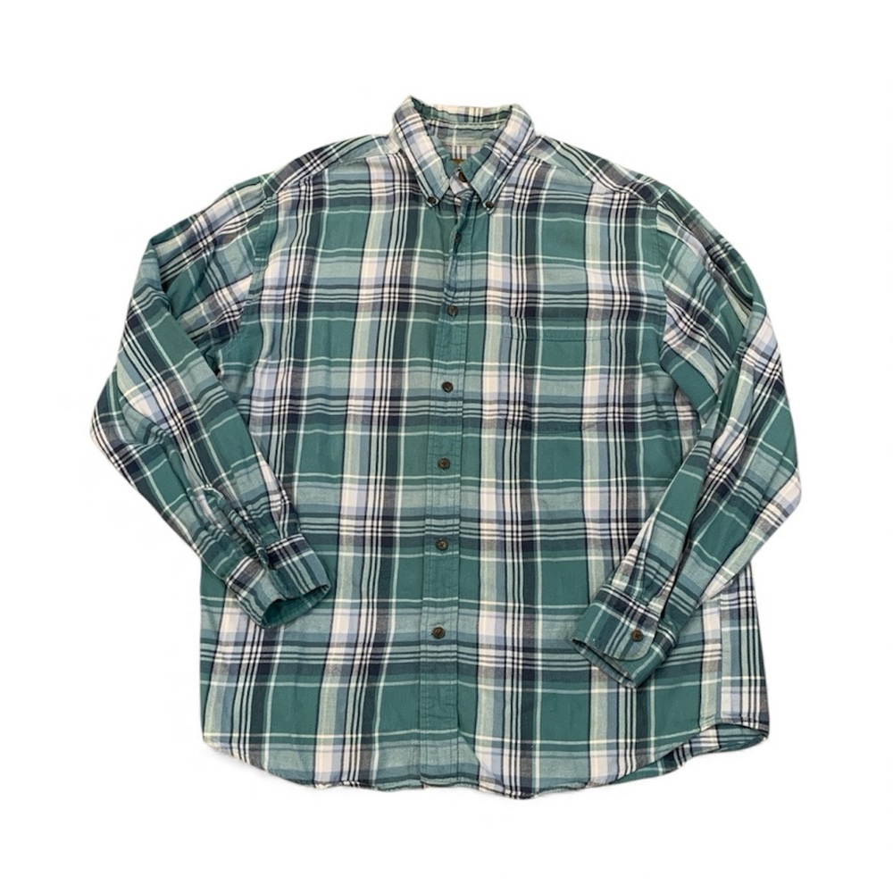 St. John’s Bay Blue Plaid Button Down Flannel Shirt Men’s Size Medium